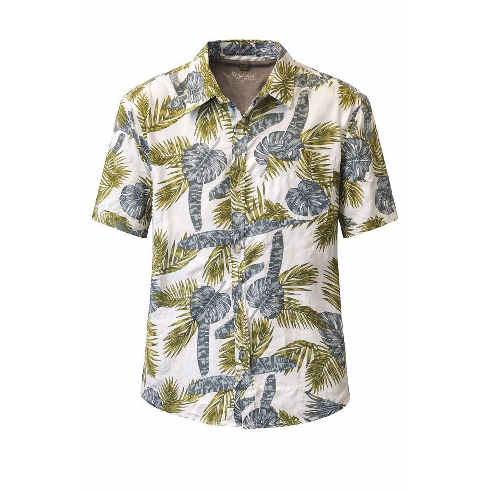 Stillwater Supply Co Tropical Hawaiian Shirt Men’s Large 100% Cotton Palm Leaf